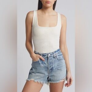 Free People Send Love Jacquard Seamless Bodysuit – Size XS/S – Ivory White NWT